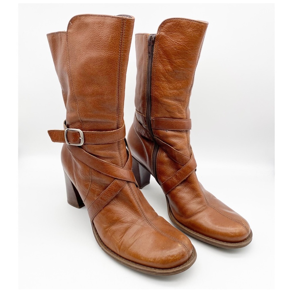 Kenneth Cole Reaction Flex‎ Time Brown Leather Boots Size 9.5